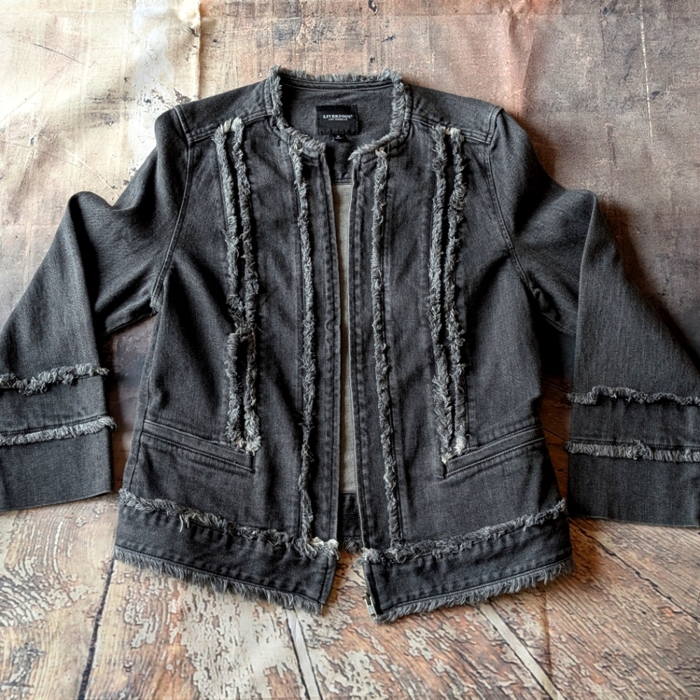 Liverpool Zip Front Jacket with Fray